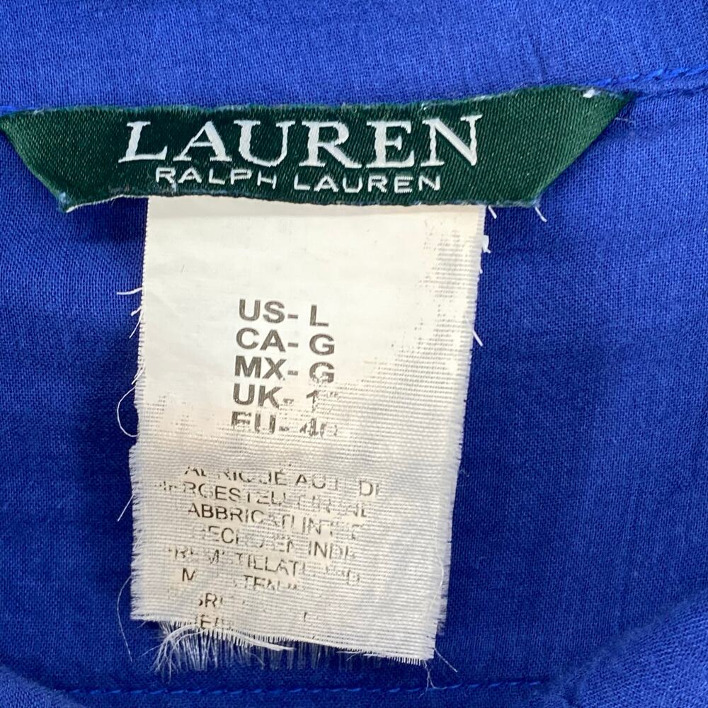 Ralph Lauren Blue Long Sleeve Button Down Shirt Womens L 100% Cotton Loose Fit - Picture 14 of 16